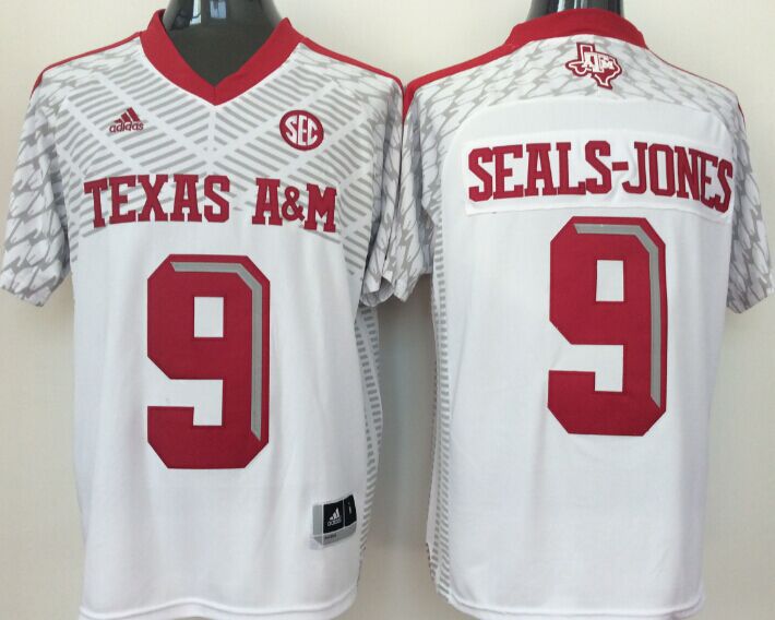 Men Texas A&M Aggies #9 Seals-Jones White 2025 NCAA Jersey->ncaa teams->NCAA Jersey